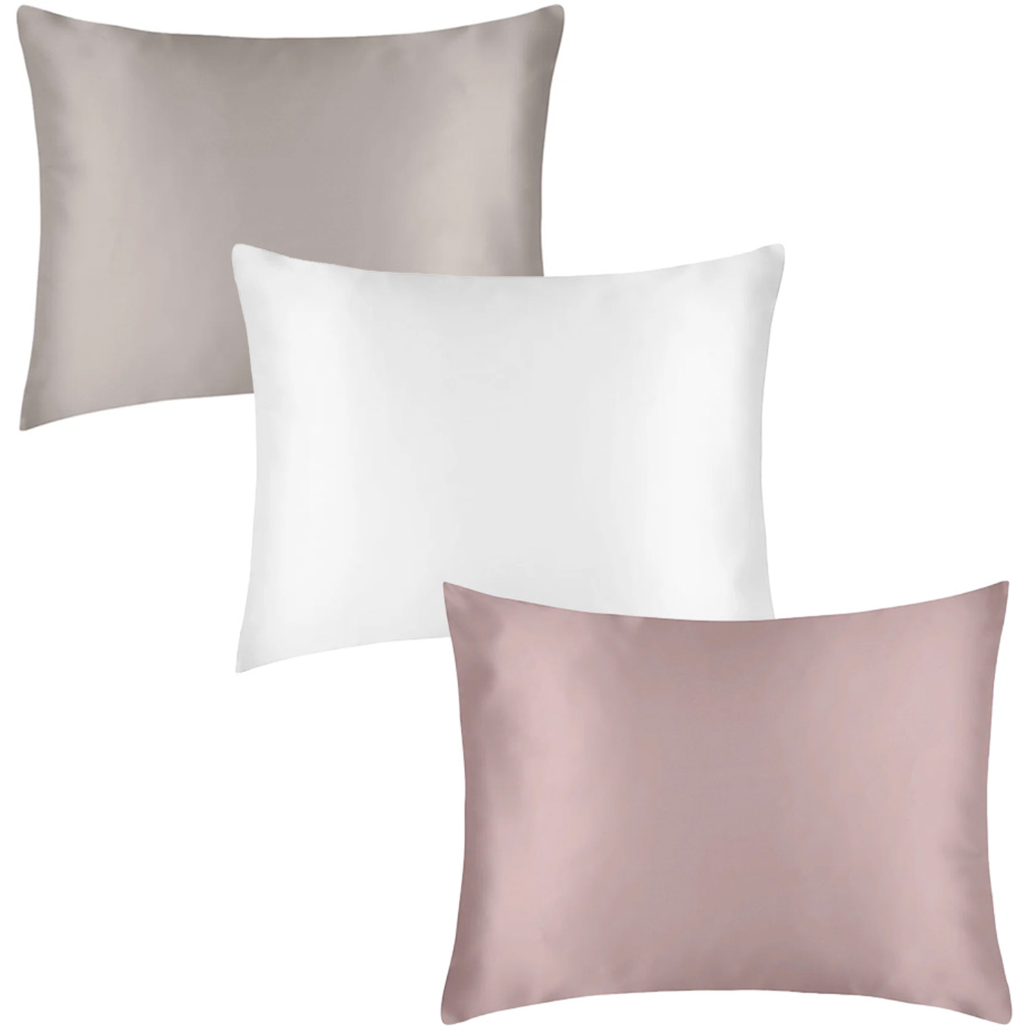 Produktfoto för Sense of Youty Silk Pillowcase 50x60 Trio White, Dusty Pink & Grey