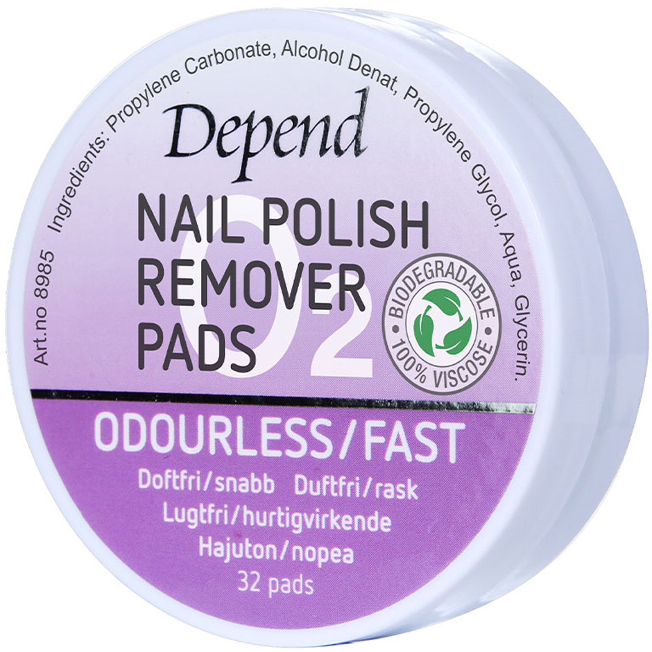 Köp Depend O2 Nagellackremoverpads, Odourless/Fast 32 Pads Depend Nagellacksborttagning fraktfritt