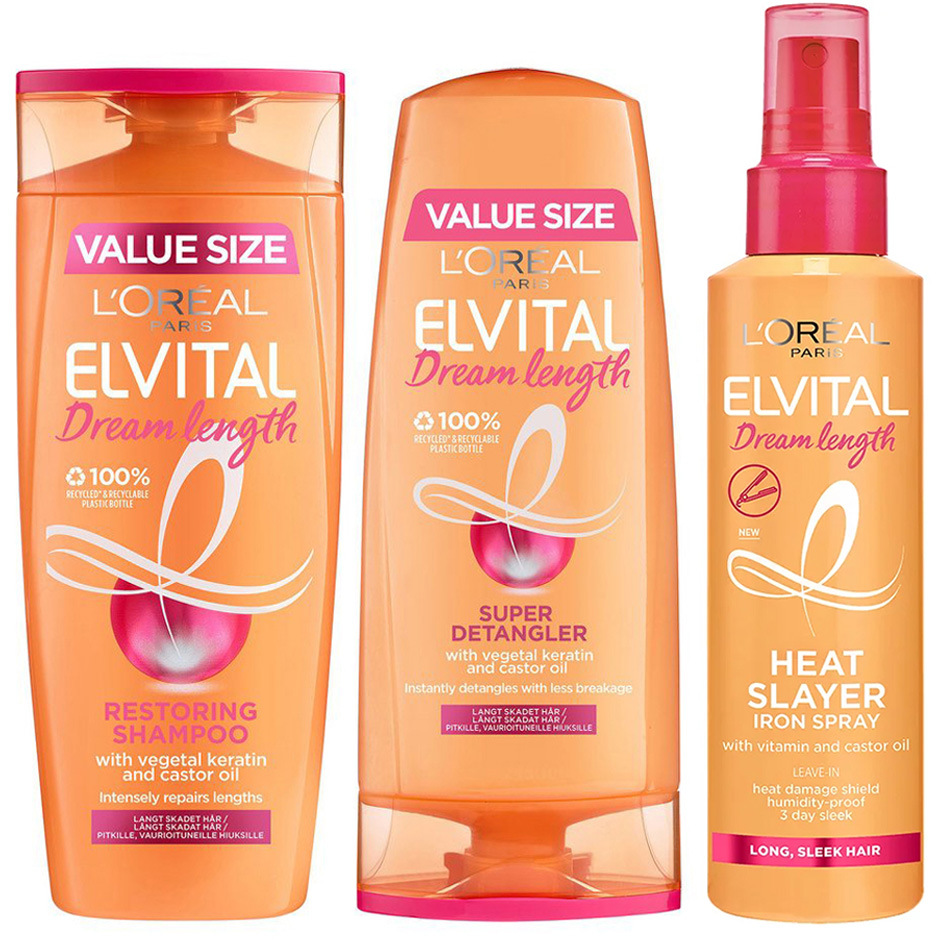 L'Oréal Paris Elvital Dream Trio Shampoo 400ml, Conditioner 300ml & Heat Slayer 150 ml